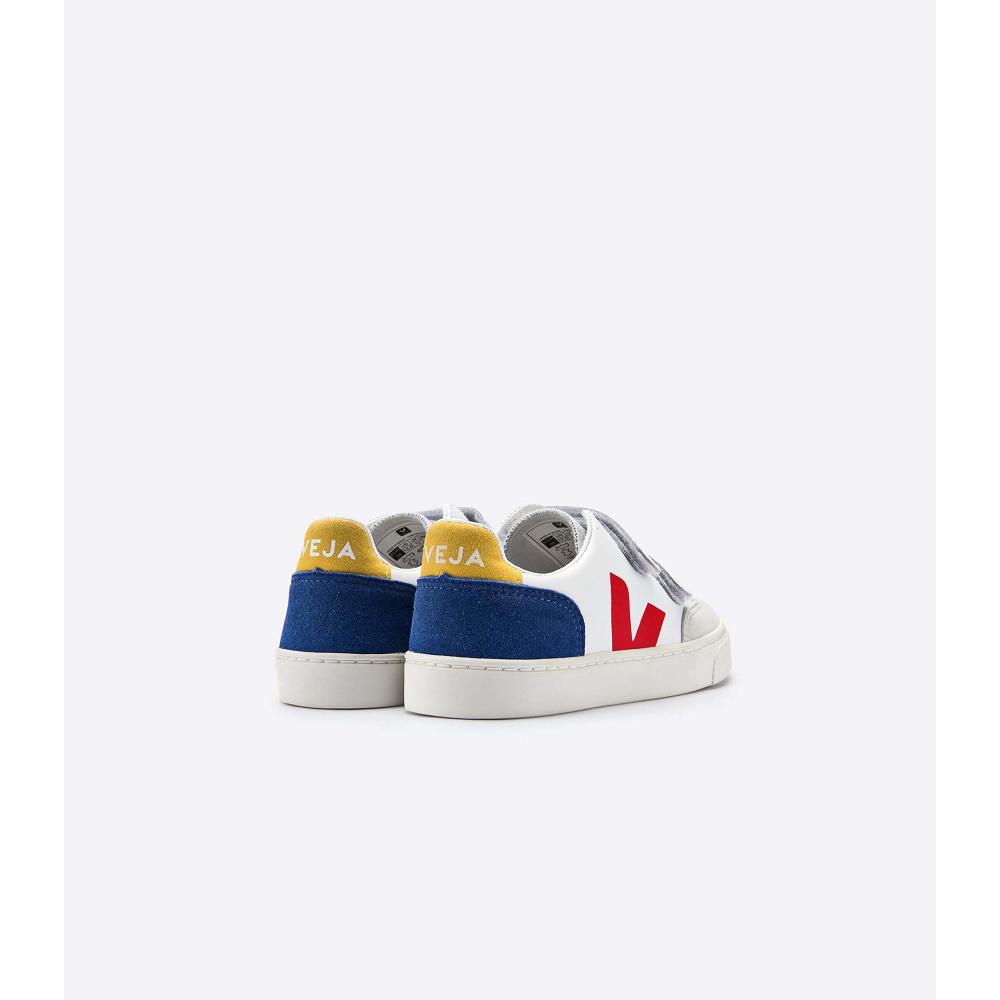 Veja V-12 LEATHER Kids' Sneakers White/Red/Blue | CA 881HAP